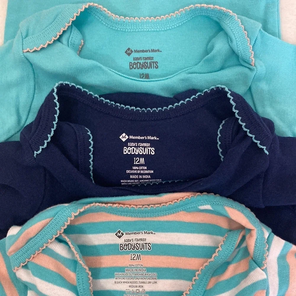 Members Mark Baby Girl Onesies Size 12 months